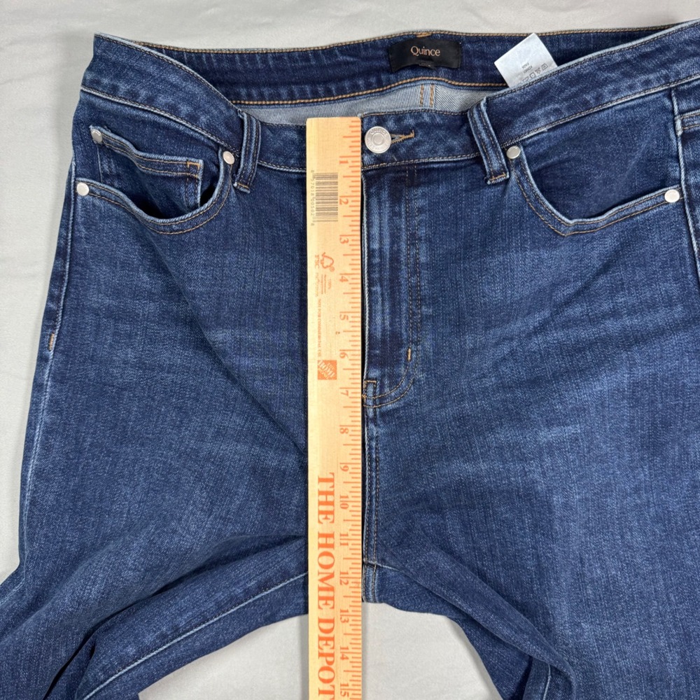 Quince Womens Stretch High Rise Straight Jeans Dark Wash 32/26 (Fits 34x25.5) - Picture 6 of 10